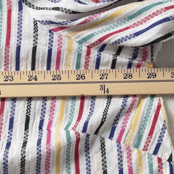 Ali Miles Button Front Tunic Shirt Sz 3X Rainbow Stripe 3/4 Sleeve Wire Collar - Picture 9 of 10